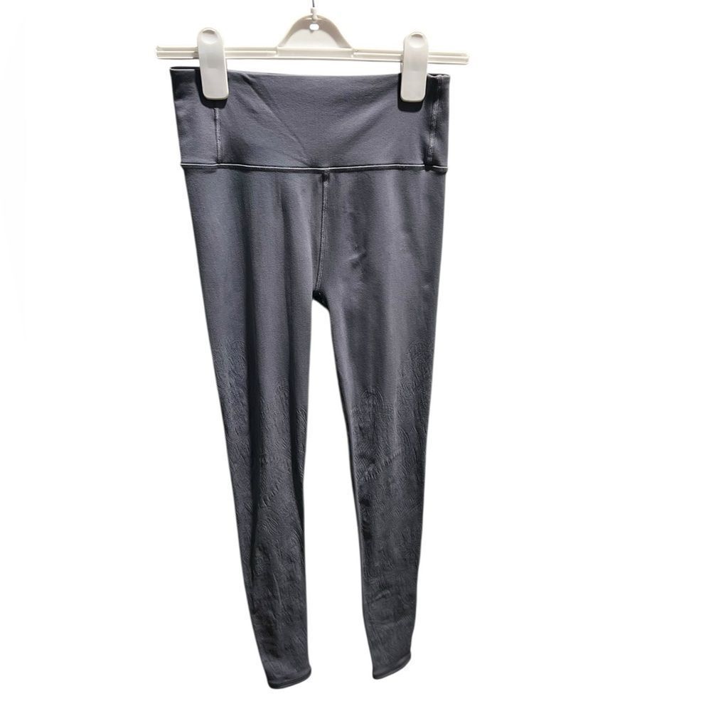 Lululemon Gray High Rise Leggings Textured Panels Size 8